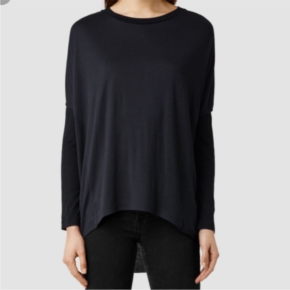 All Saints Colorblock Wave Long Sleeve Top Size S